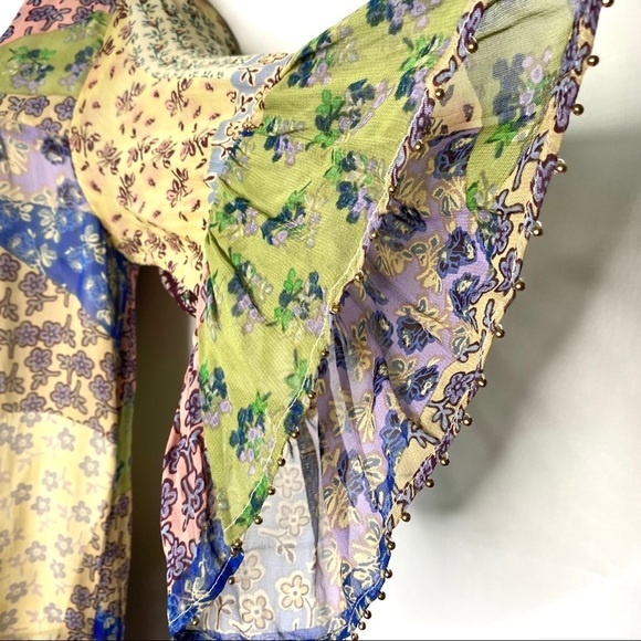 NWT Anthropologie FLOREAT Floral Top Patchwork Beaded Fairycore Cottagecore XS - Picture 4 of 13